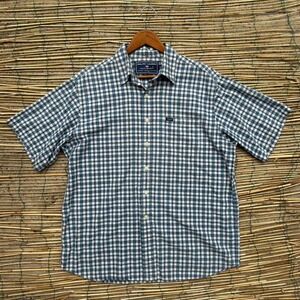 Ralph Lauren Polo Sport Blue Check Button‎ Down Shirt Size Large Short Sleeve